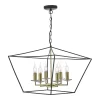 Gretchen Cage 6 Light Pendant Matt Black & Polished Brass