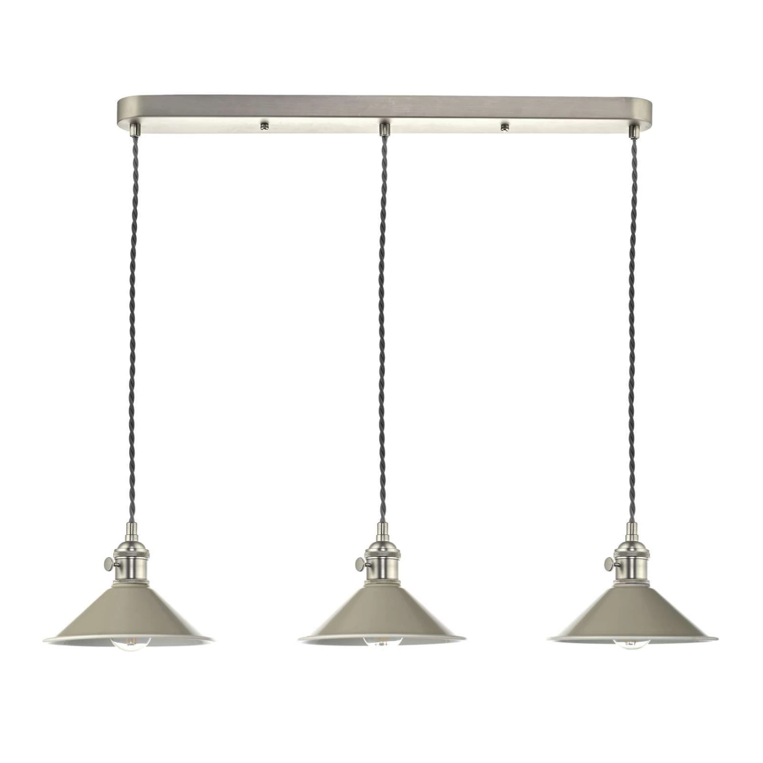 Hadano 3 Light Antique Chrome Suspension With Cashmere Shades - Image 2