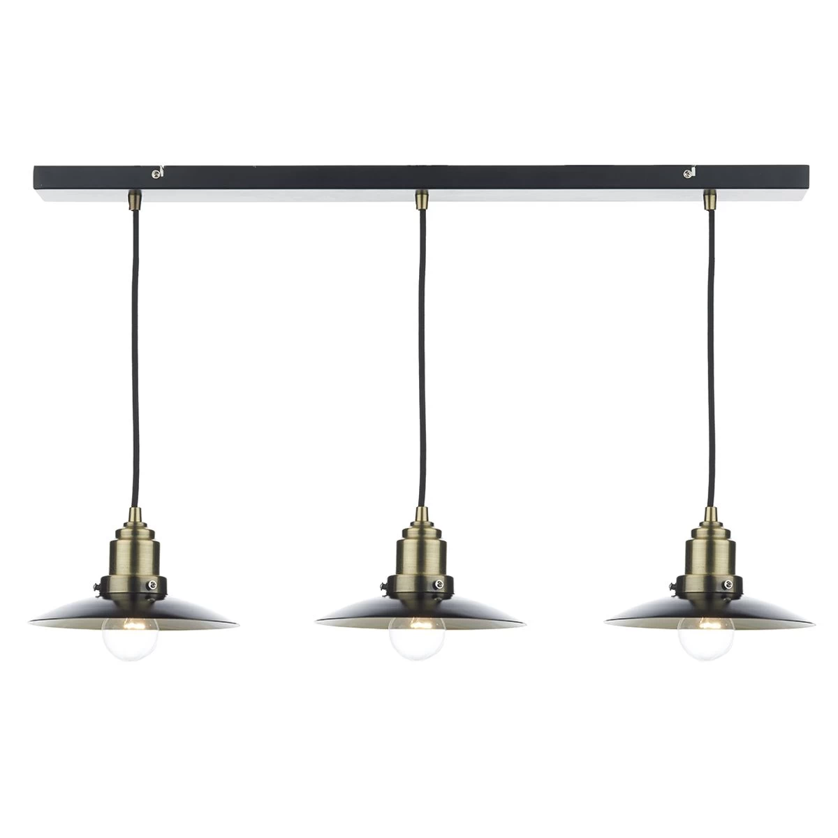 Hannover 3 Light Bar Pendant Black Antique Brass - Image 3