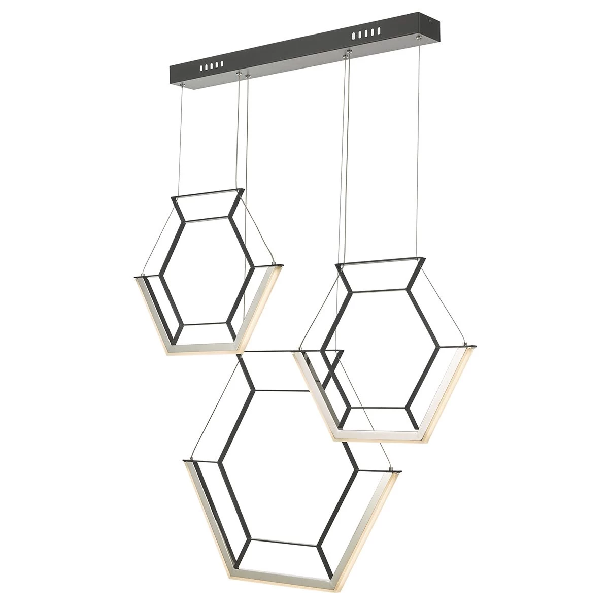 Hexagon 3 Light Pendant Black LED