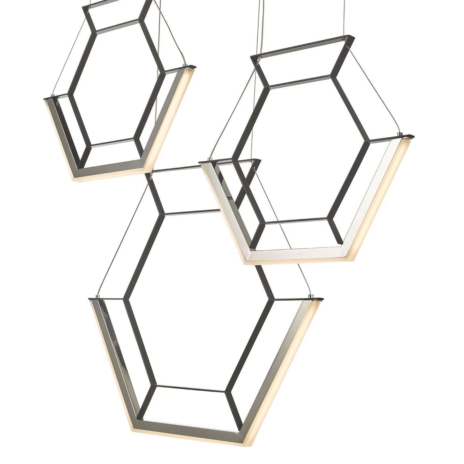 Hexagon 3 Light Pendant Black LED - Image 4