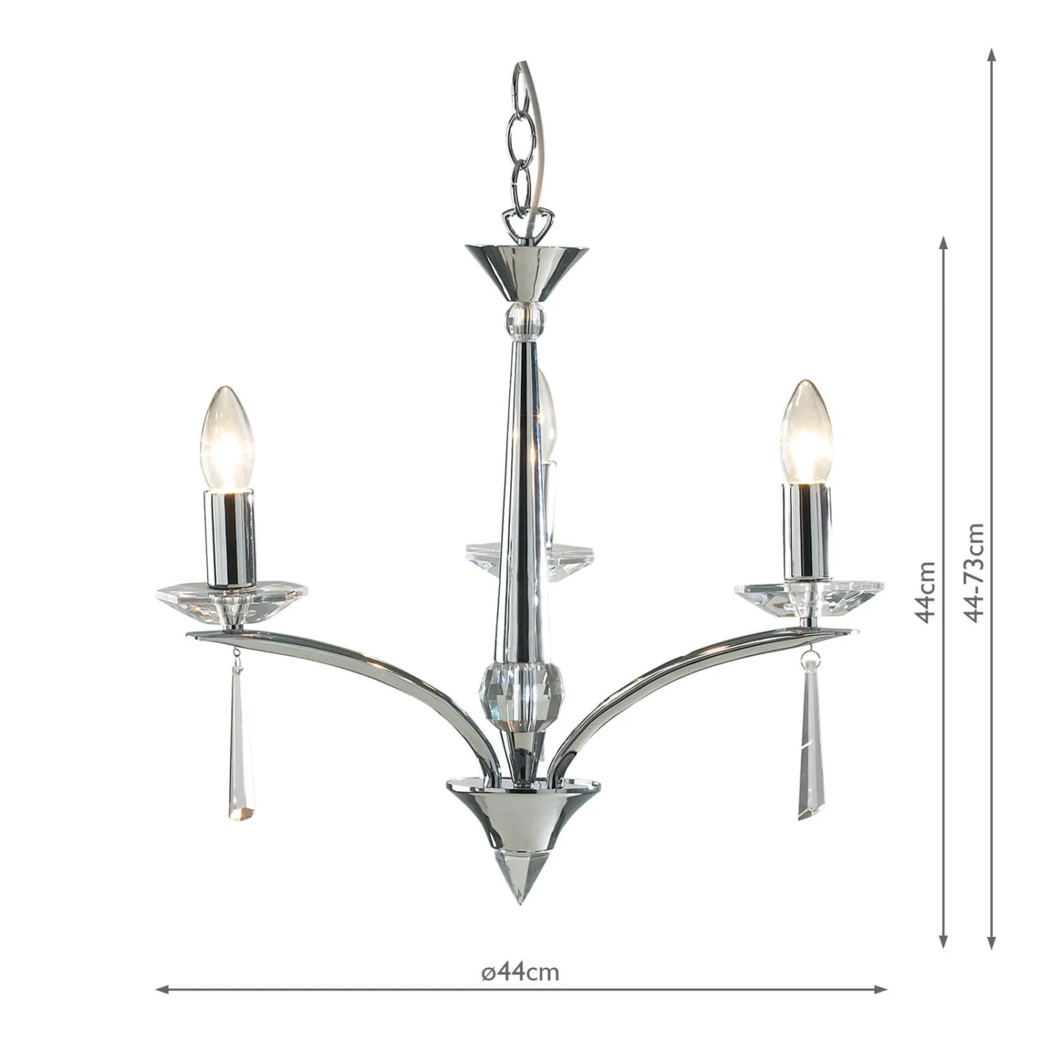 Hyperion 3 Light Dual Mount Pendant Polished Chrome Crystal - Image 6