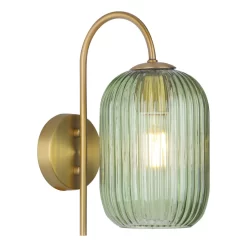 Idra Wall Light Aged Bronze And Green Ribbed Glass