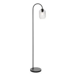 Idra Floor Lamp Matt Black And Ribbed Glass