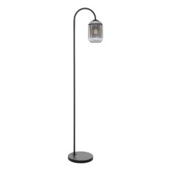 Idra Floor Lamp Matt Black And Smoked Ribbed Glass
