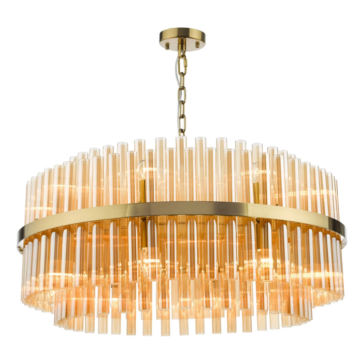 Imani 16 Light Pendant Natural Brass And Champagne Glass