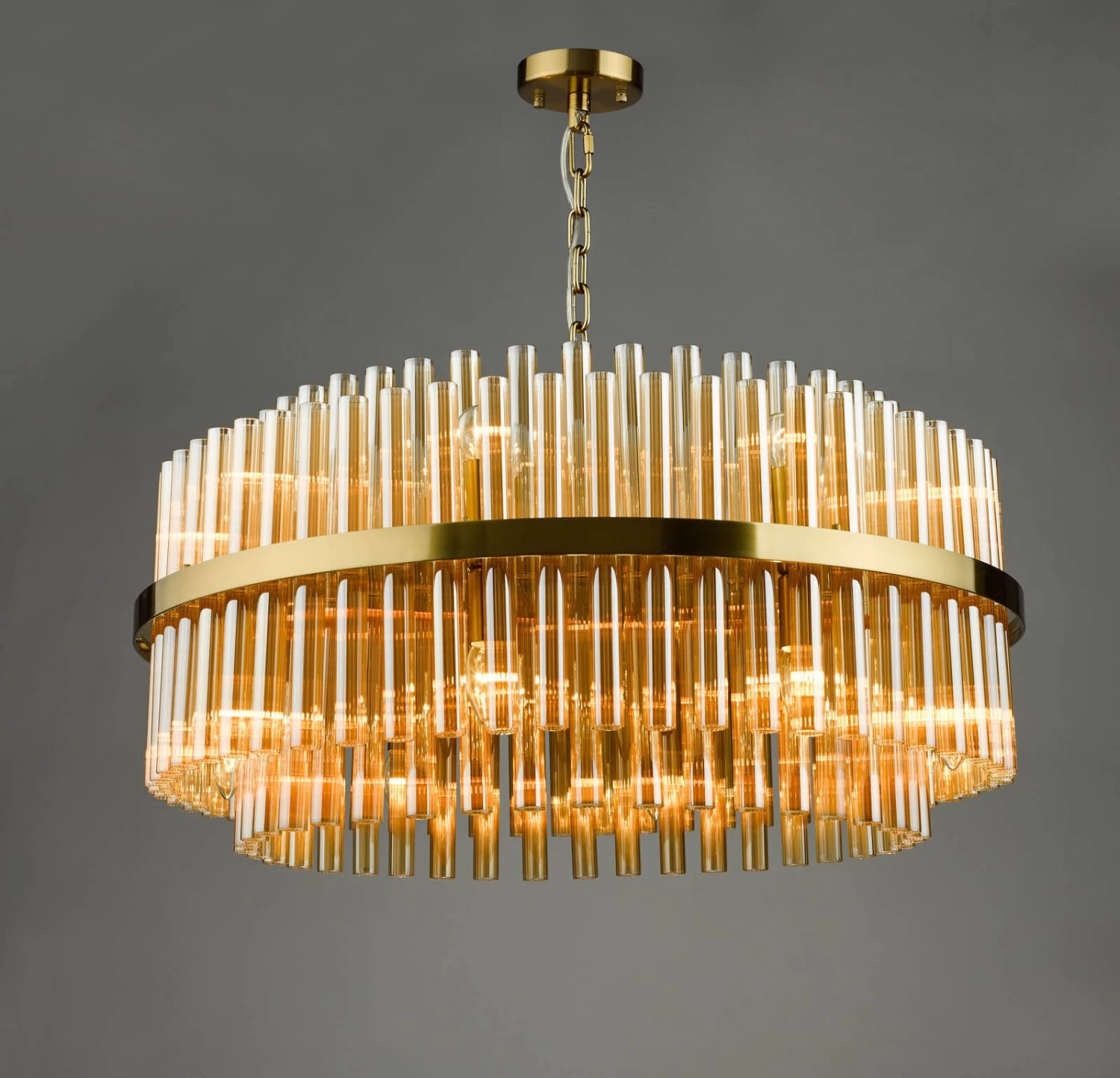 Imani 16 Light Pendant Natural Brass And Champagne Glass - Image 3