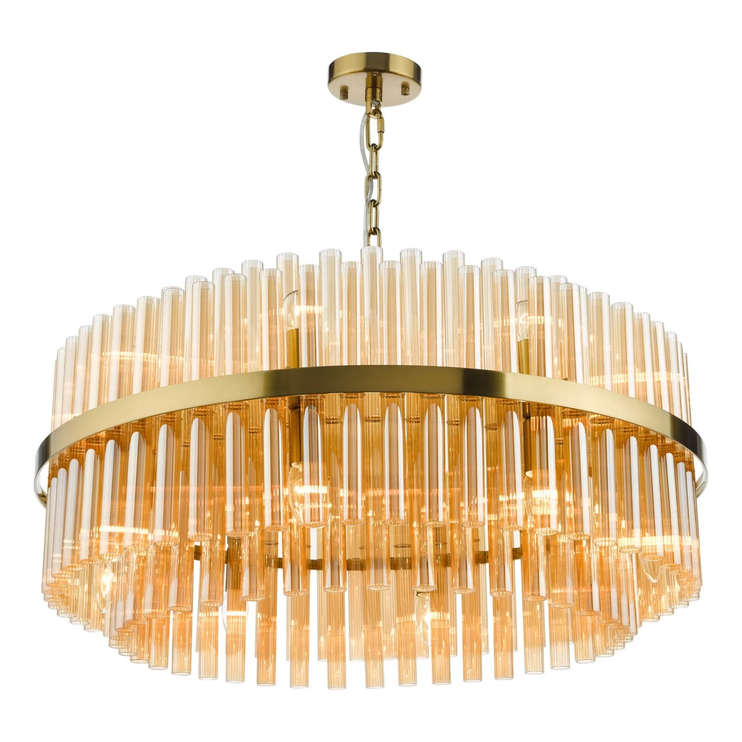 Imani 16 Light Pendant Natural Brass And Champagne Glass - Image 4