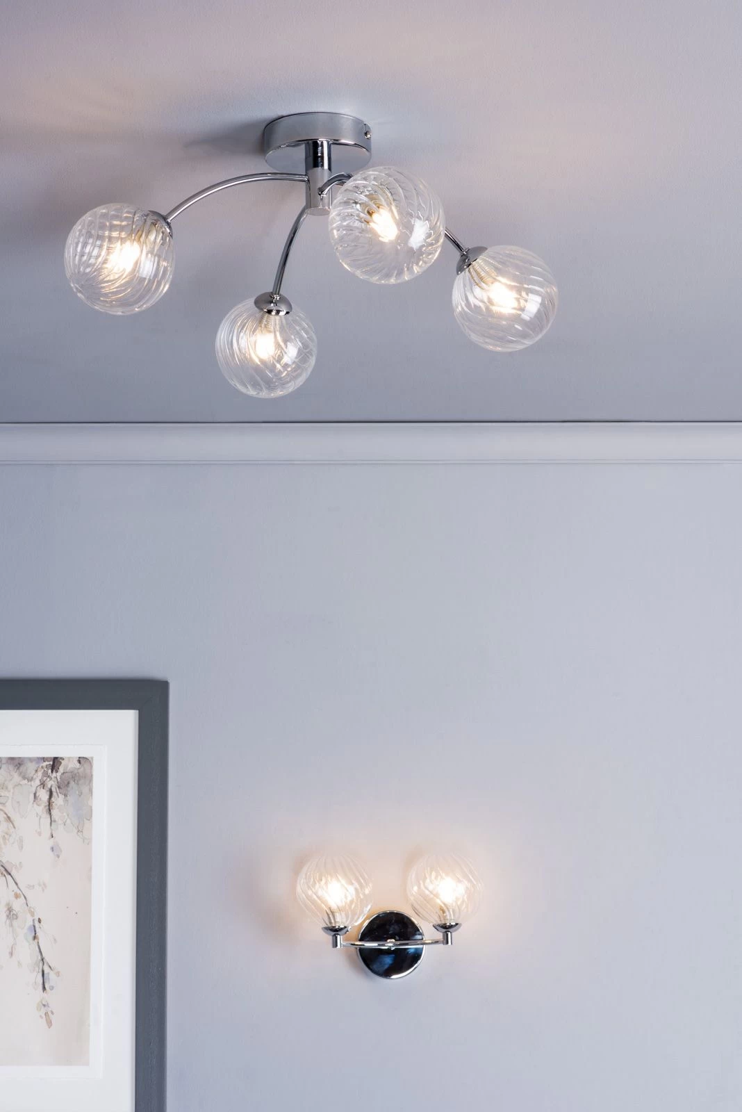 Izzy 4 Light Semi Flush Polished Chrome Twisted Glass - Image 7