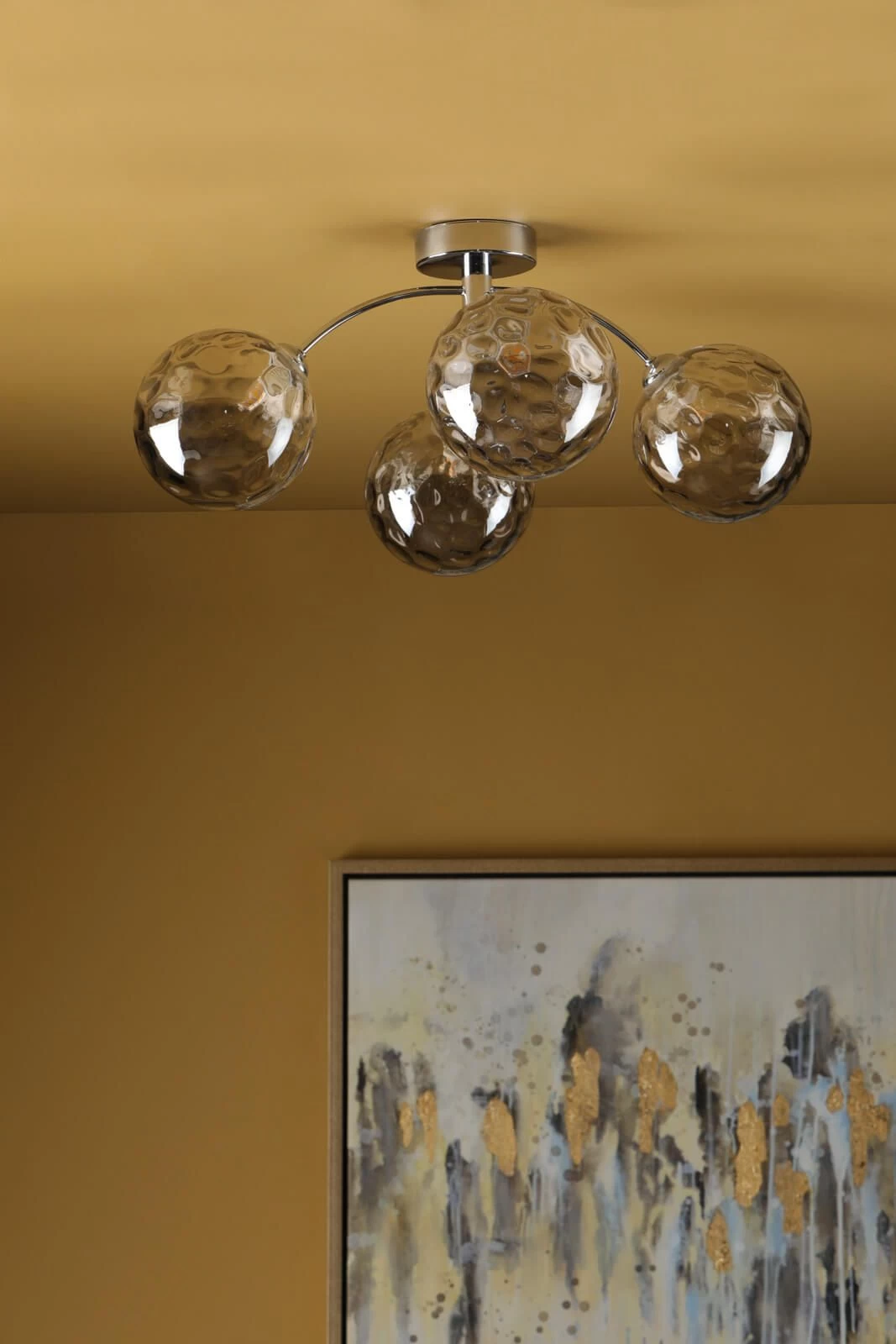 Izzy 4 Light Semi Flush Polished Chrome Smoked Dimpled Glass - Image 4