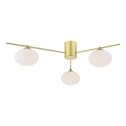 Jasper 3 Light Semi-Flush Satin Gold And Opal Glass