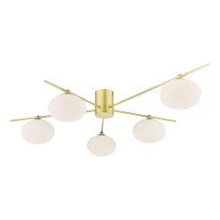 Jasper 5 Light Semi-Flush Satin Gold And Opal Glass