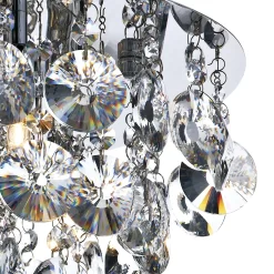 Jester 5 Light Flush Polished Chrome Complete With Clear Droppers