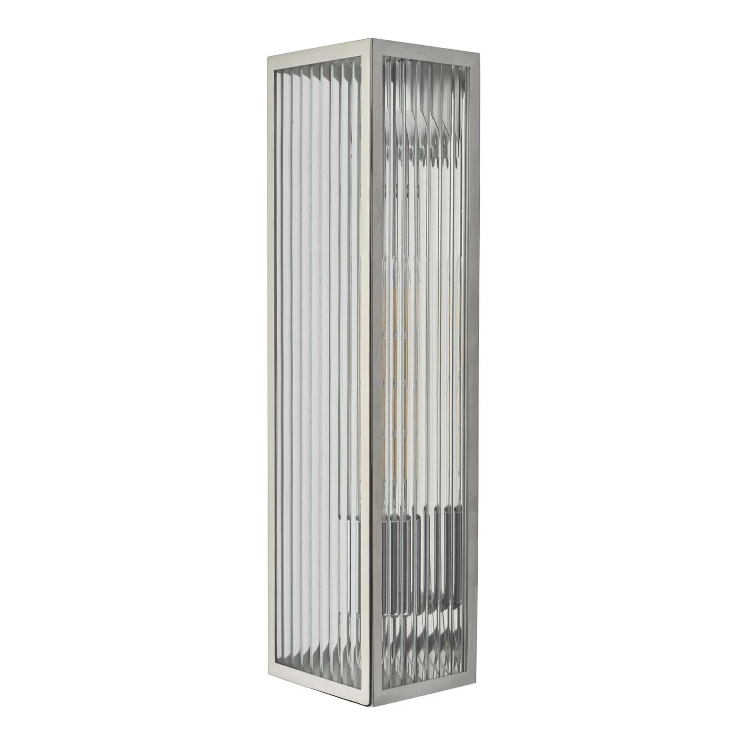Keegan Large Bathroom Wall Light Polished Stainless Steel Glass IP44 - Image 2