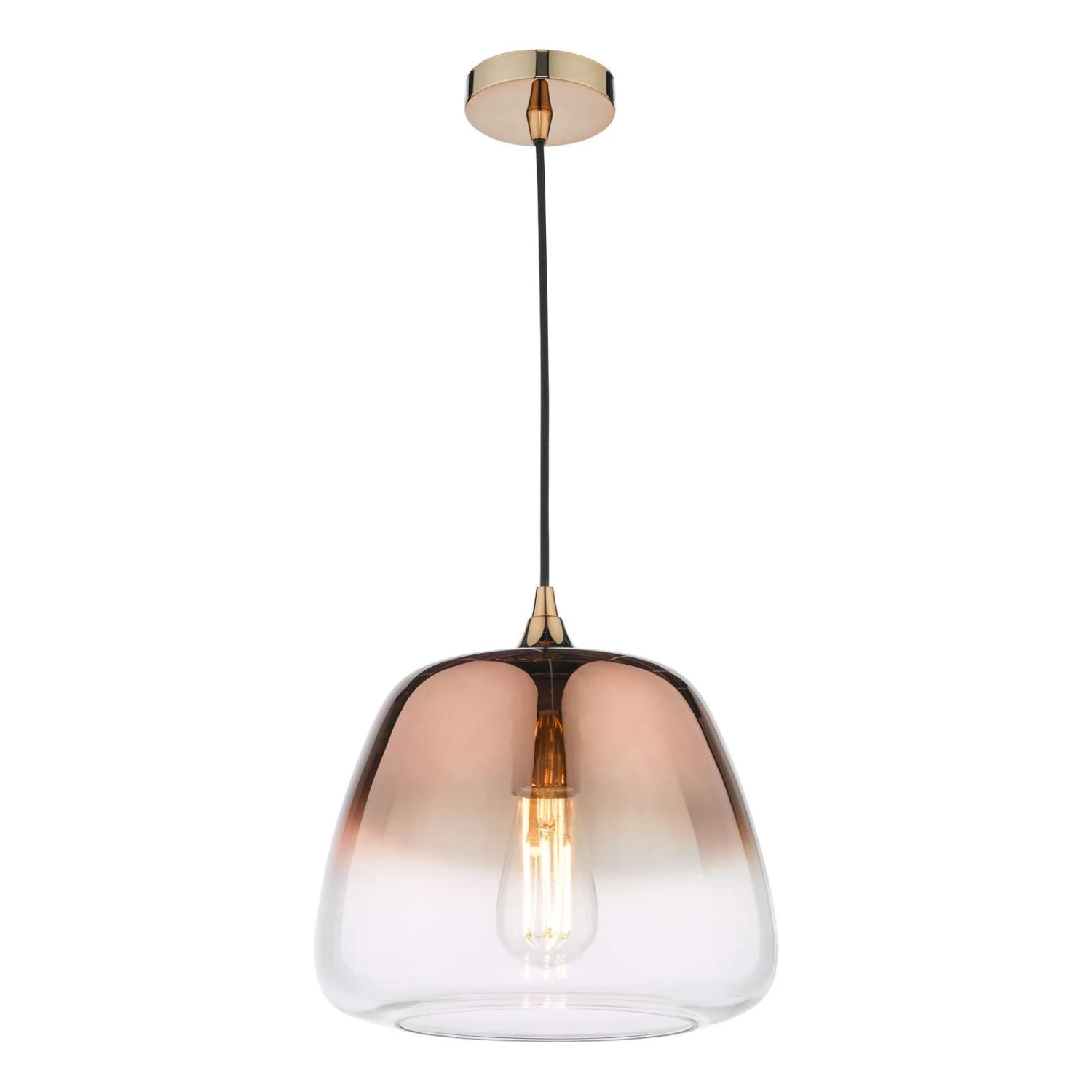 Klaxon 1 Light Pendant Ombre Copper Glass