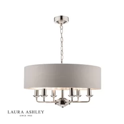 Laura Ashley Sorrento 6 Light Pendant Polished Nickel With Silver Shade