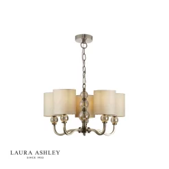 Laura Ashley Selby 5lt Chandelier Antique Brass Amber Glass With Shades
