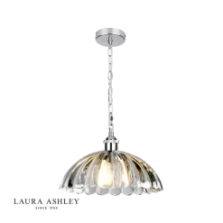 Laura Ashley Salisbury Pendant Ribbed Glass Polished Chrome