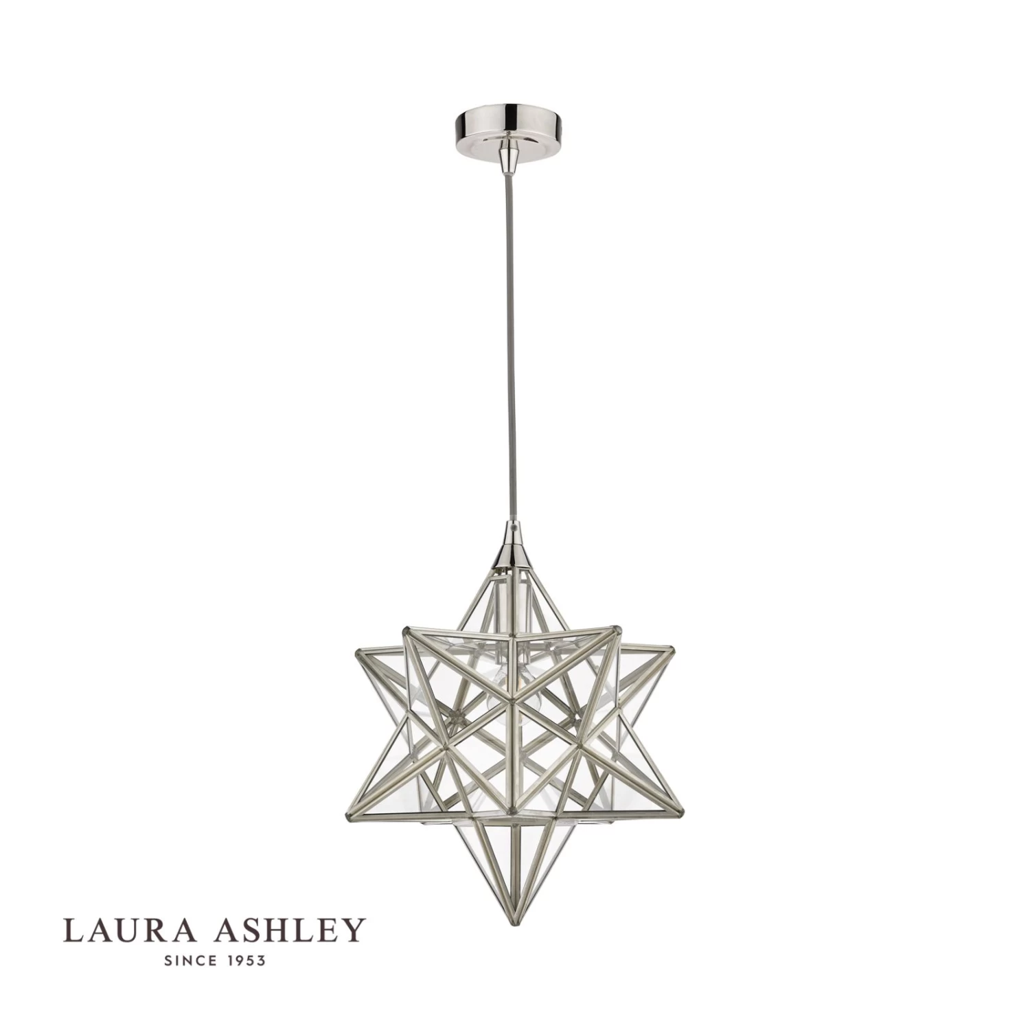 Laura Ashley Small Star Pendant Polished Silver Glass - Image 2