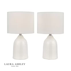 Laura Ashley Penny Twin Pack Table Lamp Cream With Shade