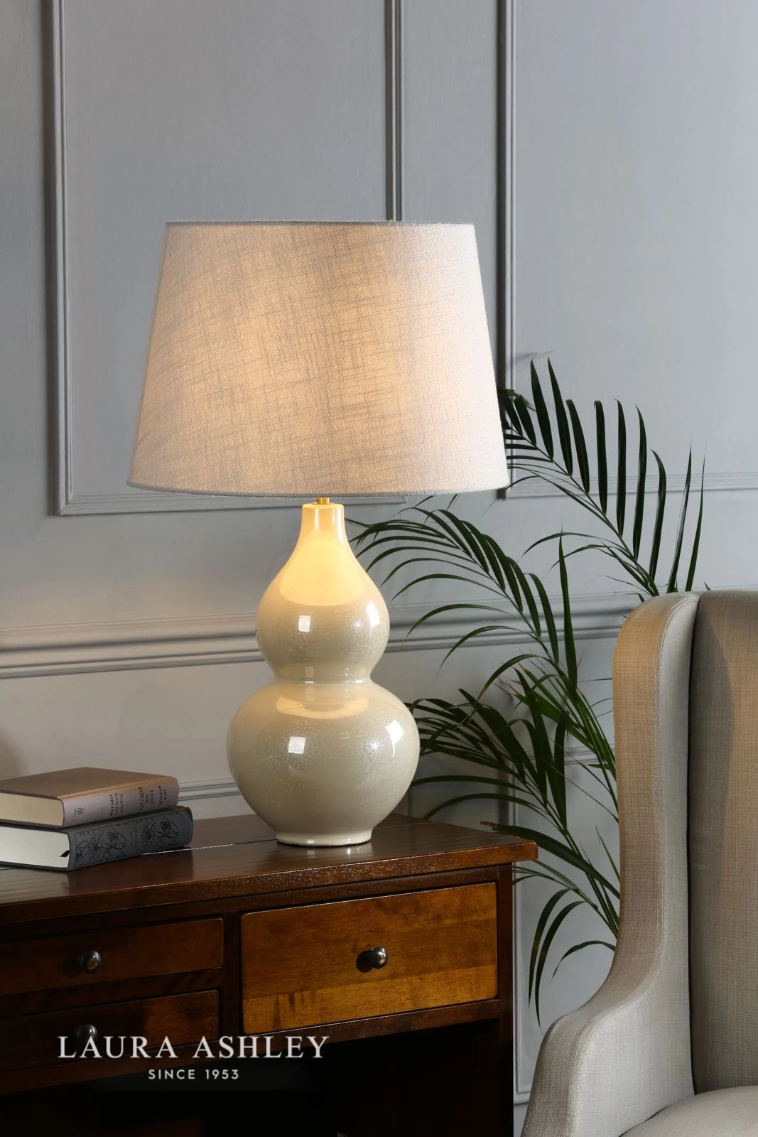 Laura Ashley Delphine Table Lamp Iridised Ceramic Antique Brass Base Only - Image 3