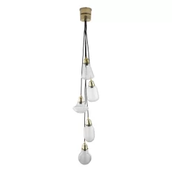 Lashira 5 Light Cluster Pendant Polished Brass & Glass