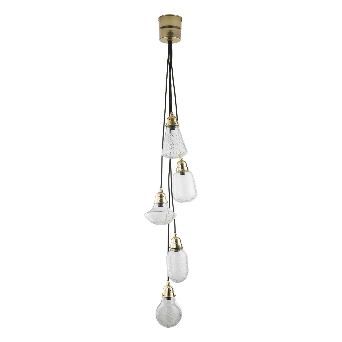 Lashira 5 Light Cluster Pendant Polished Brass & Glass