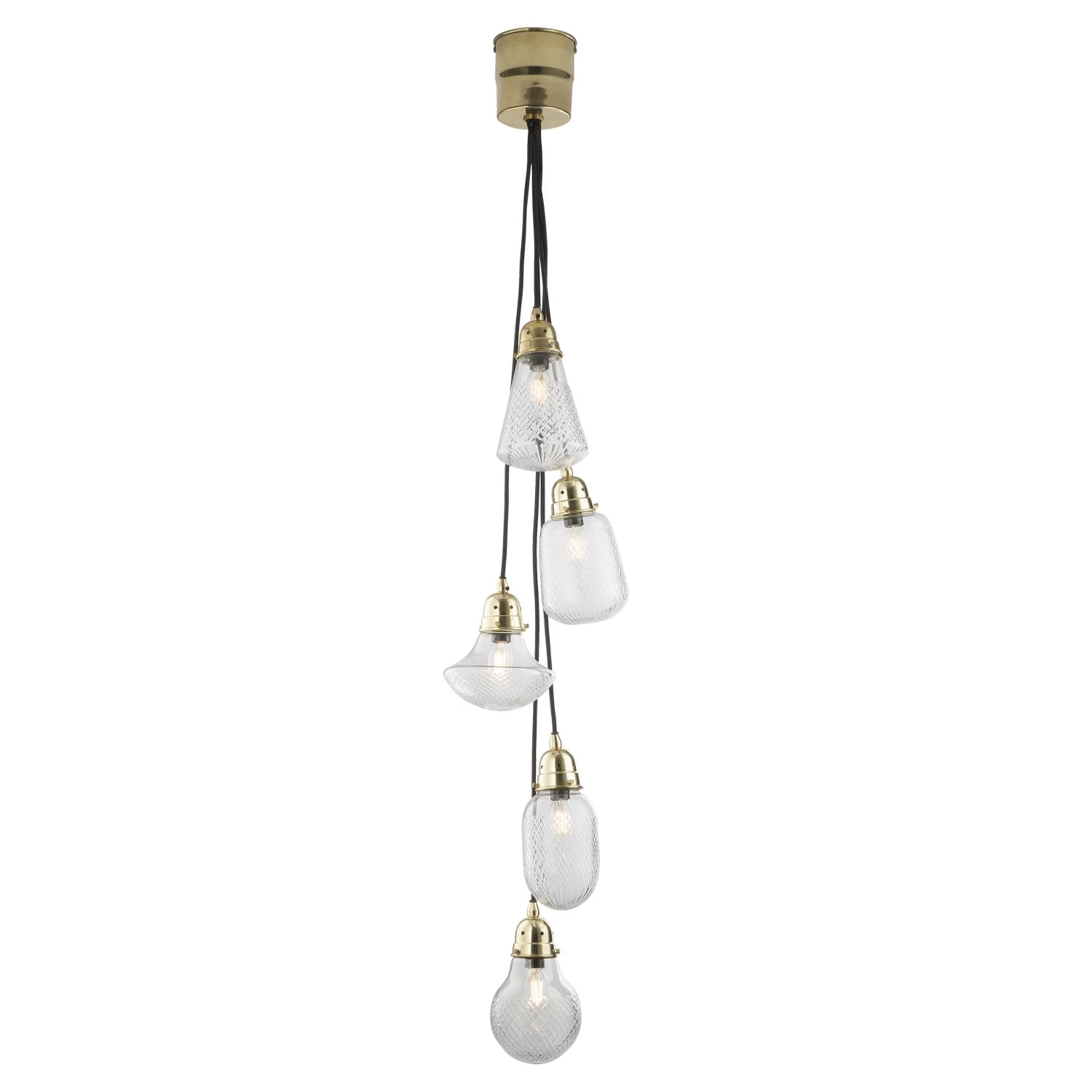 Lashira 5 Light Cluster Pendant Polished Brass & Glass - Image 2