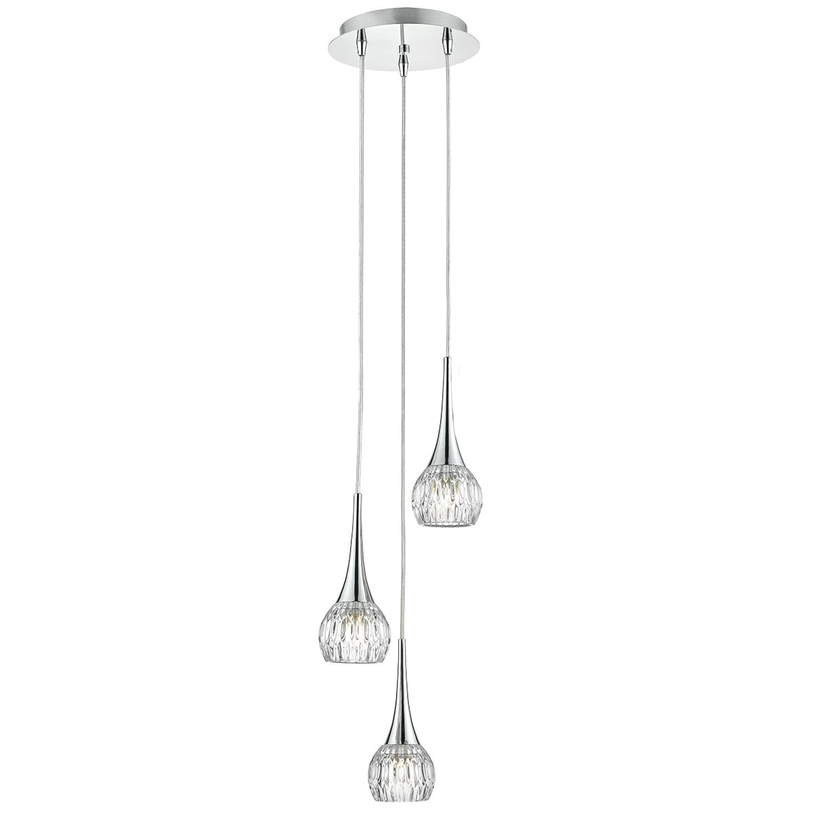Lyall 3 Light Pendant Polished Chrome Glass - Image 3