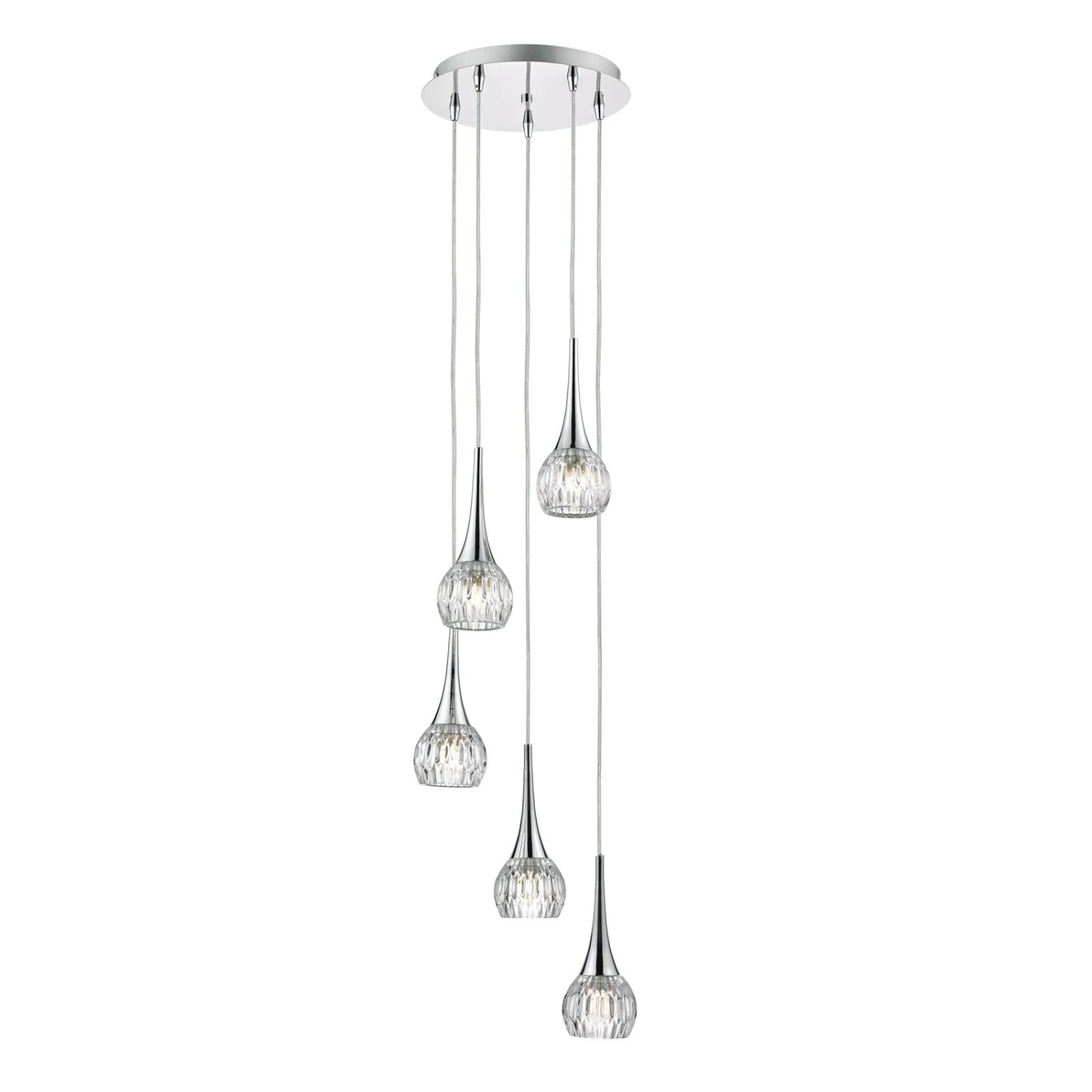 Lyall 5 Light Pendant Polished Chrome Glass - Image 3