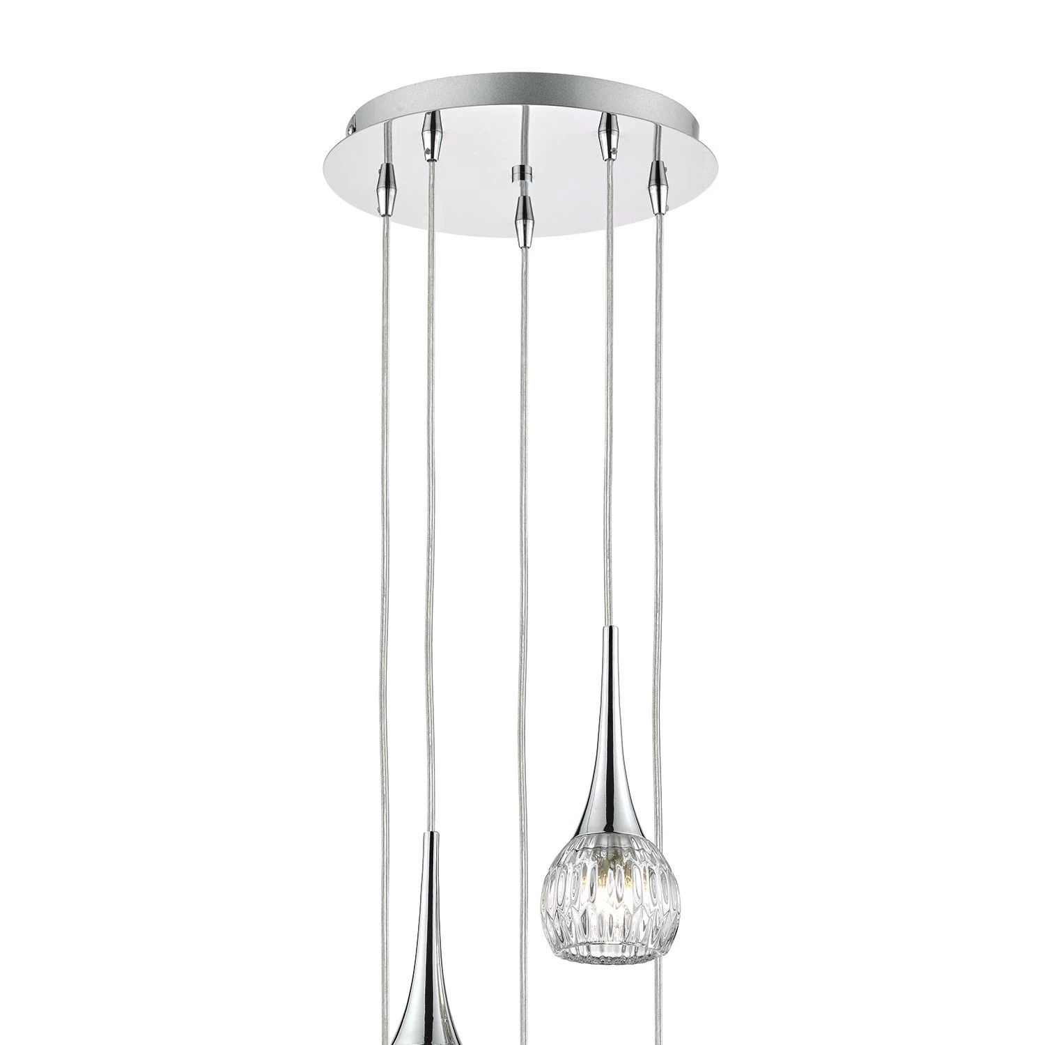 Lyall 5 Light Pendant Polished Chrome Glass - Image 2