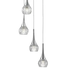 Lyall 5 Light Pendant Polished Chrome Glass