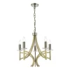 Lyon 5 Light Armed Fitting Antique Brass Crystal