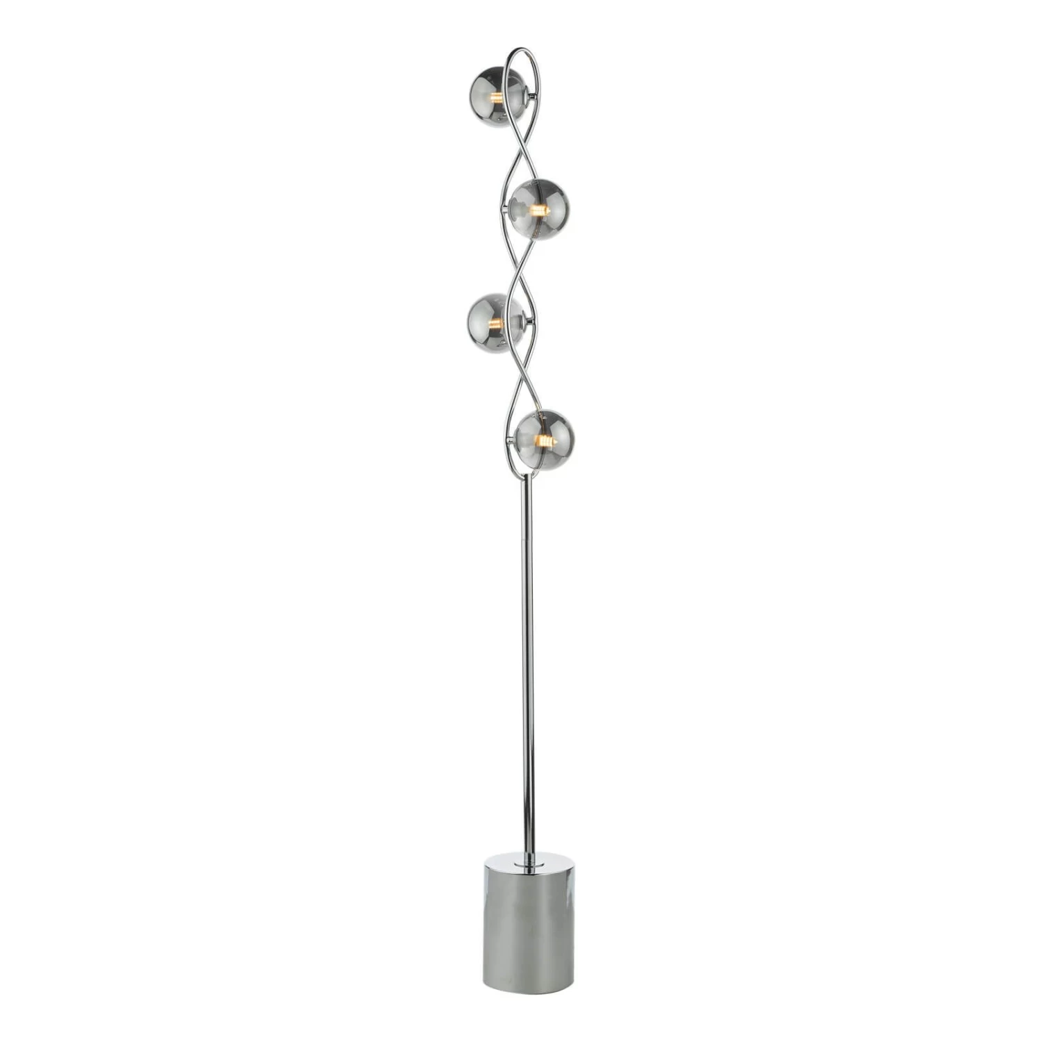 Lysandra 4 Light Floor Lamp Polished Chrome And Smoked Glass