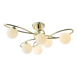 Lysandra 6 Light Semi-Flush Polished Gold And Opal Glass