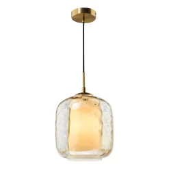 Majella Pendant Aged Brass And Champagne Glass
