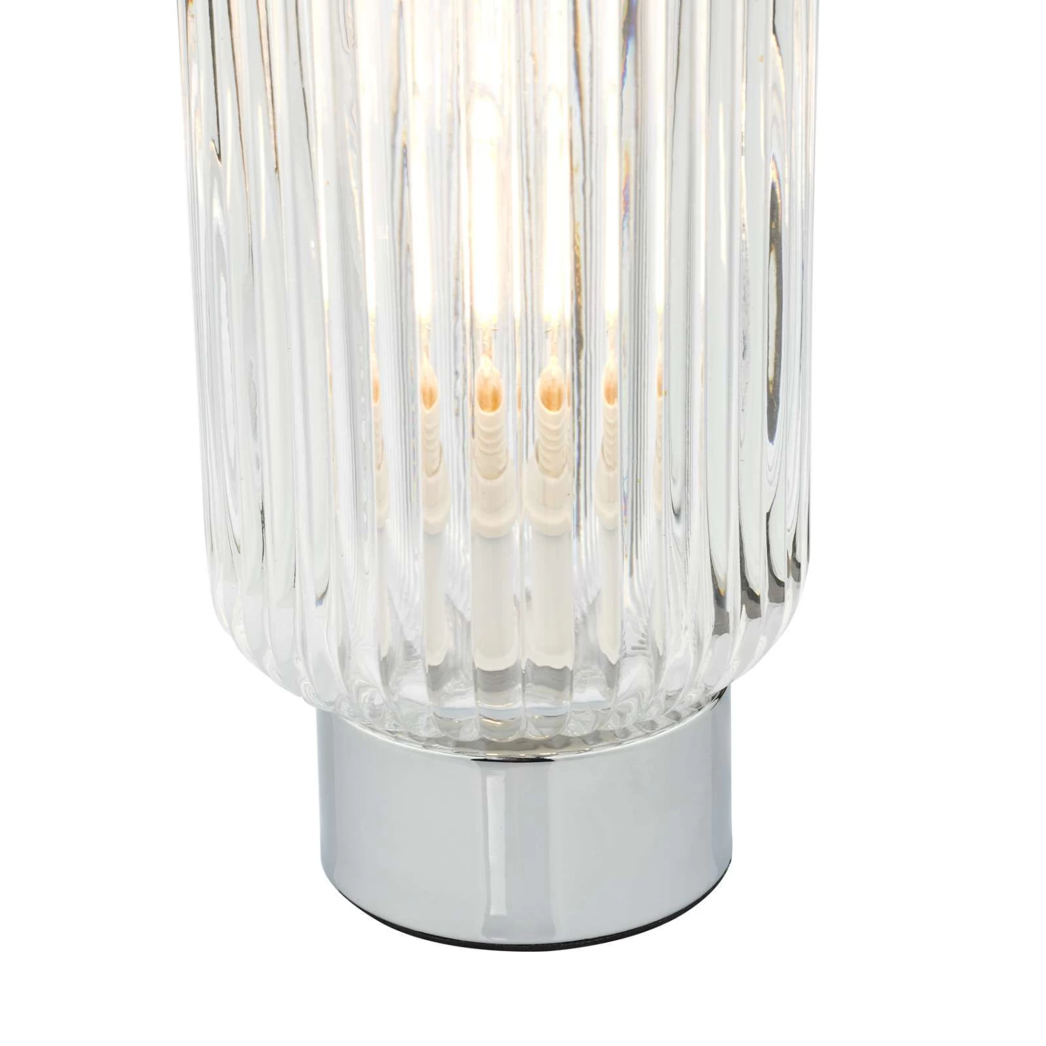 Mason Touch Table Lamp Polished Chromed Ribbed Glass - Image 3