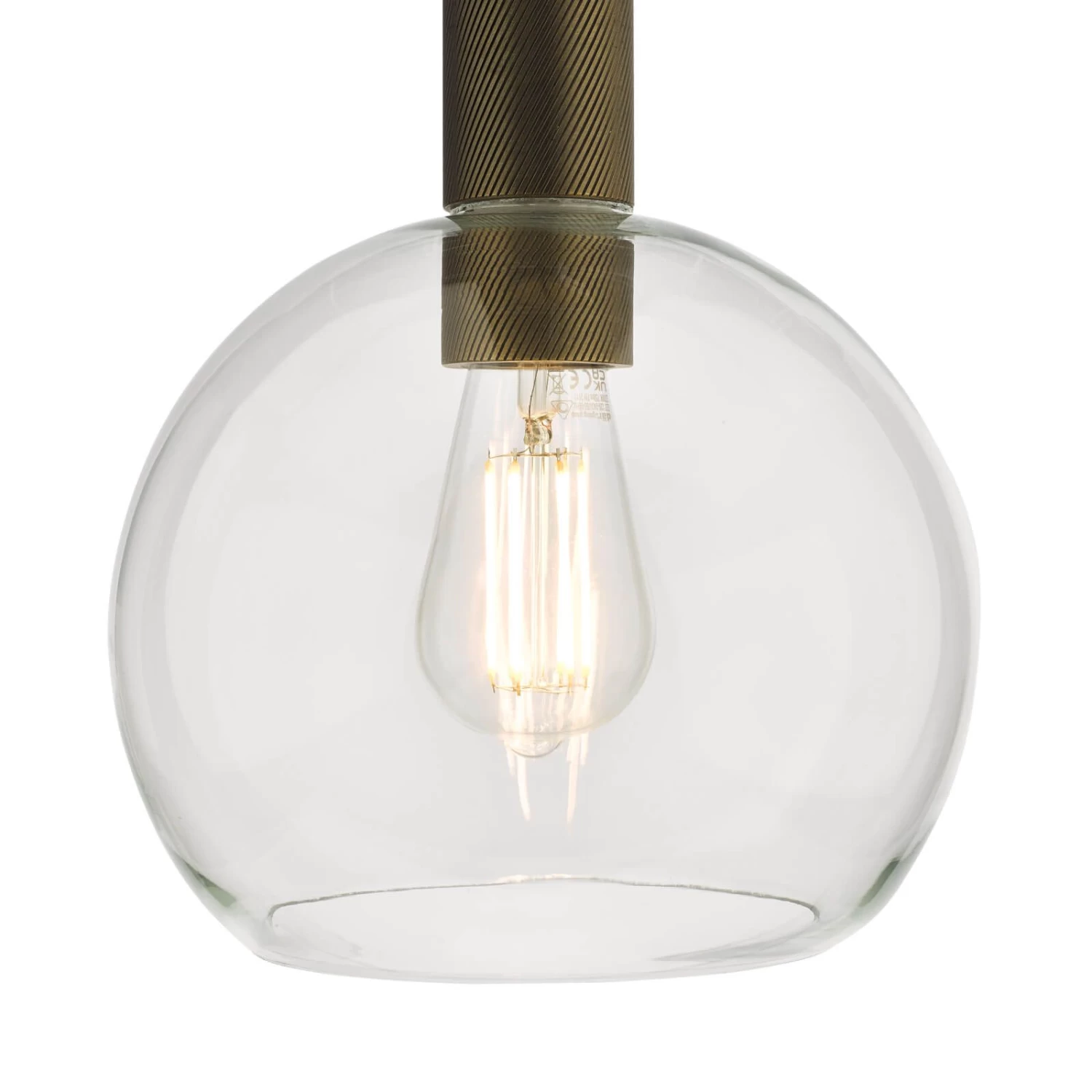 Nikolas Pendant Natural Solid Brass Round Clear Glass - Image 3
