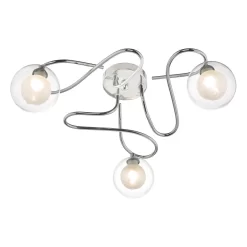 Nondus 3 Light Semi Flush Polished Chrome & Glass