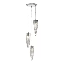 Nuala 3 Light Cluster Pendant Polished Chrome & Crystal