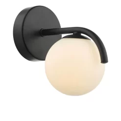 Orlena Wall Light Matt Black And Opal Glass