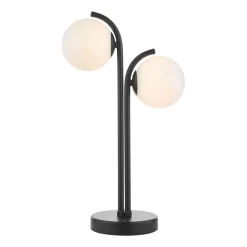 Orlena 2 Light Table Lamp Matt Black And Opal Glass