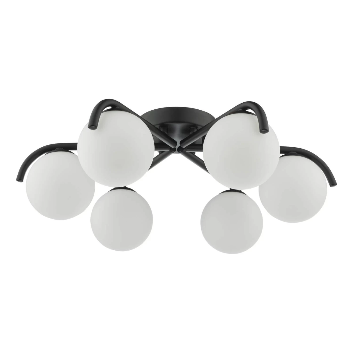 Orlena 6 Light Flush Matt Black And Opal Glass - Image 2