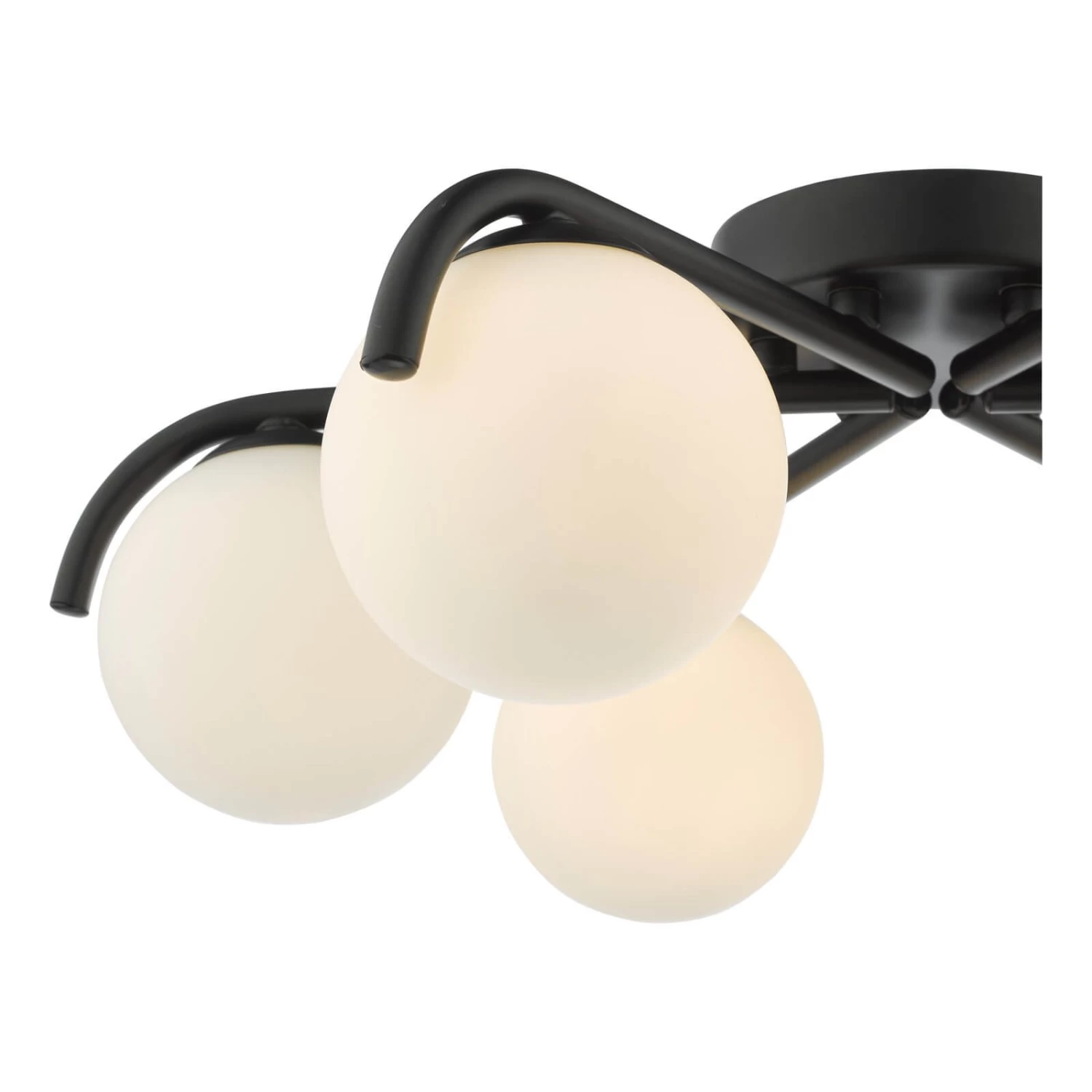 Orlena 6 Light Flush Matt Black And Opal Glass - Image 3