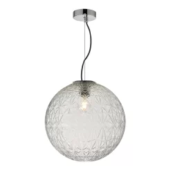 Ossian 1 Light Pendant Polished Chrome And Clear Glass Large