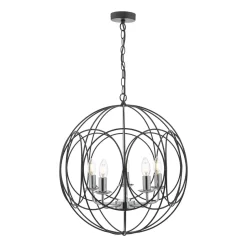 Phoenix 5 Light Pendant Matt Black With Polished Chrome Detail