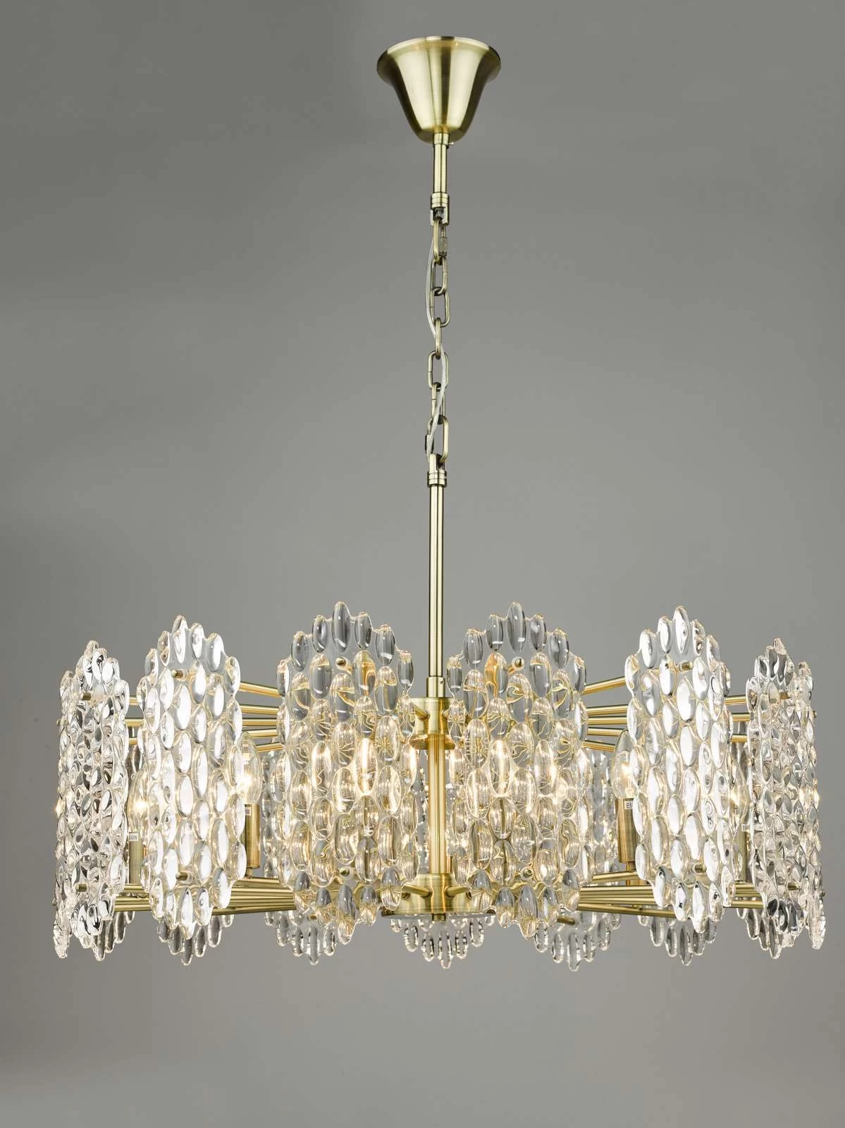 Porthos 15 Light Pendant Antique Brass Glass - Image 5