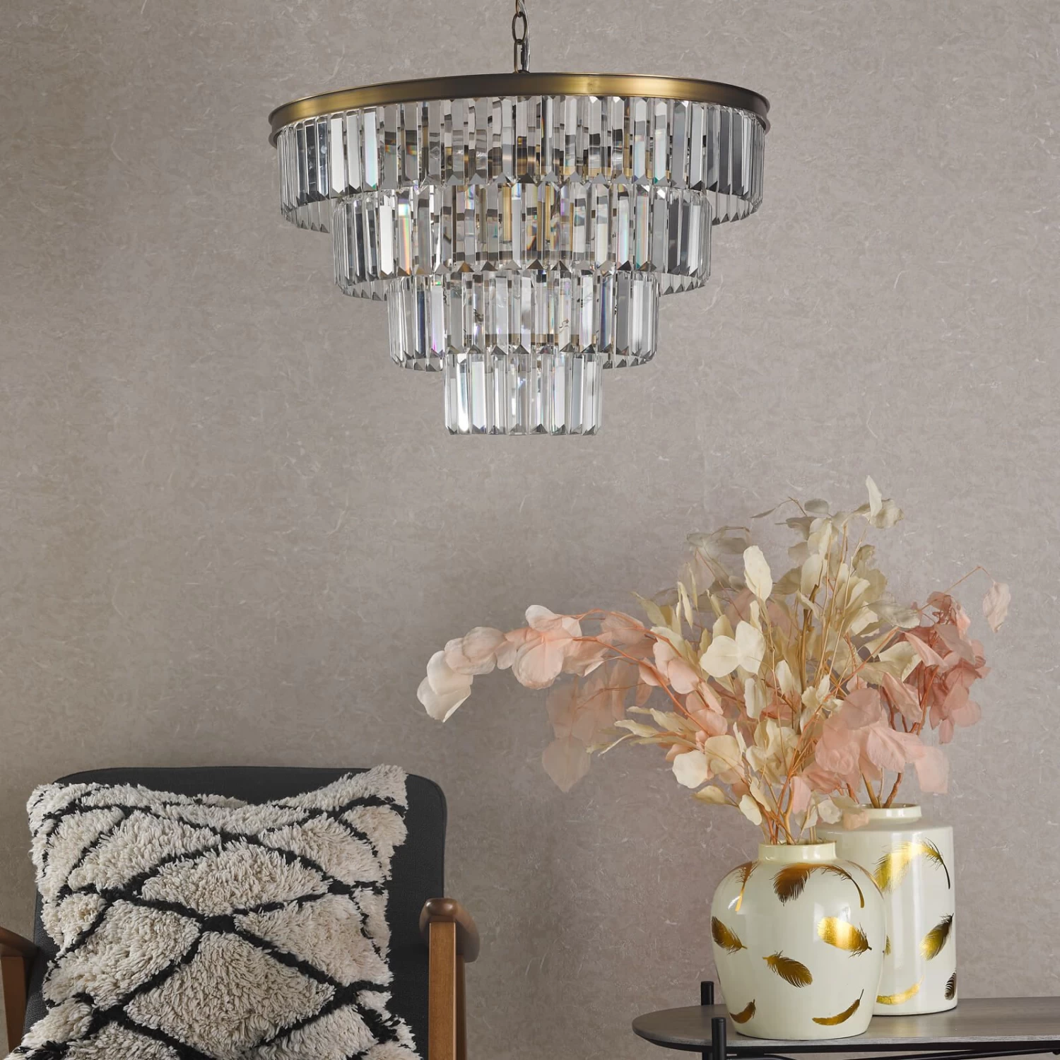Rhapsody 6 Light Chandelier Crystal And Natural Brass - Image 10