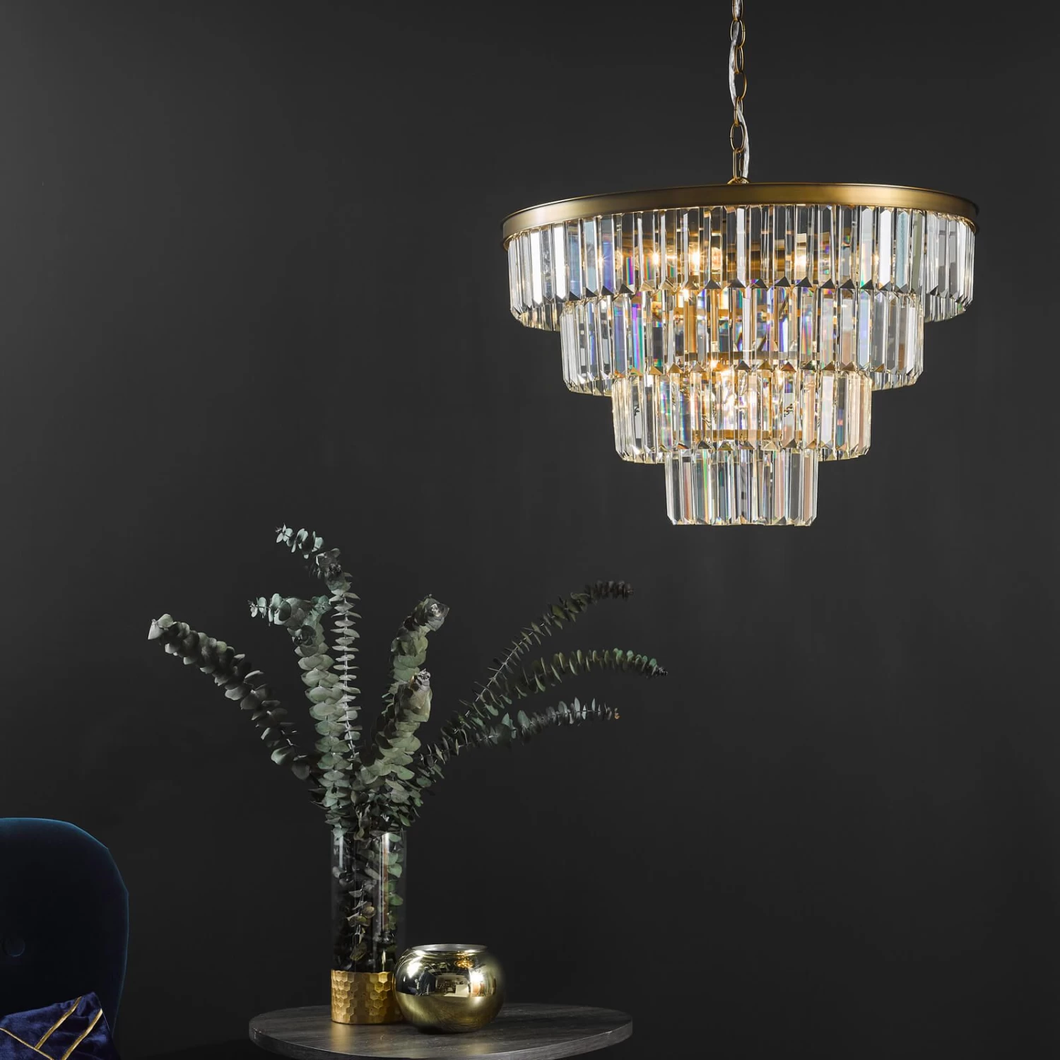 Rhapsody 6 Light Chandelier Crystal And Natural Brass - Image 11