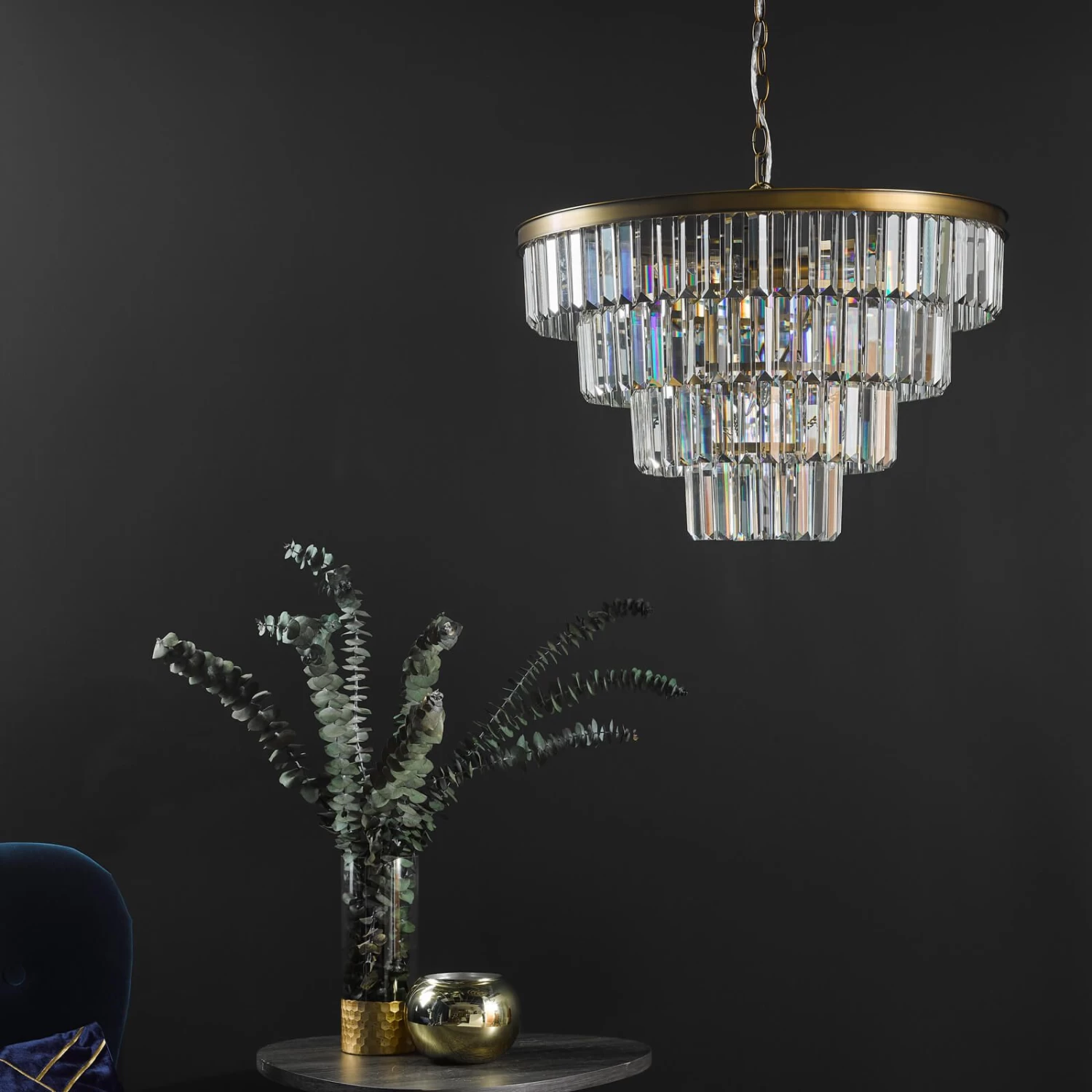 Rhapsody 6 Light Chandelier Crystal And Natural Brass - Image 12